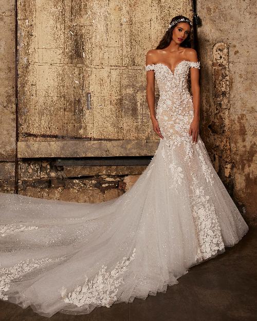 122249 off the shoulder sexy wedding dress with a long train1